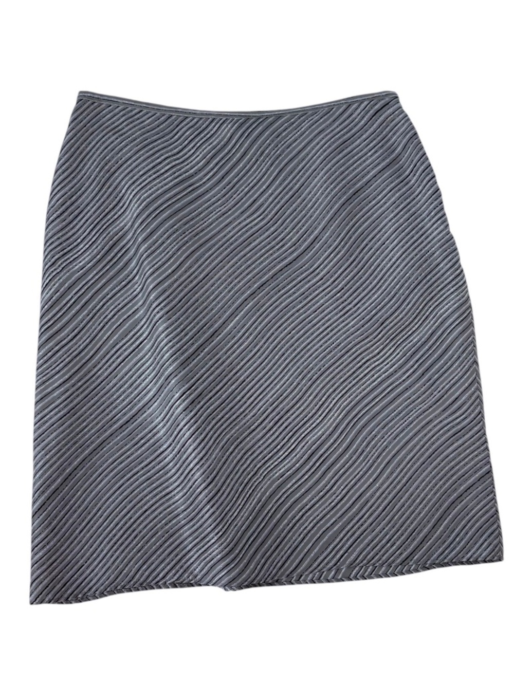 Vintage 100% Silk Green Librarian Skirt Striped High Waist Mini